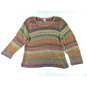 Sigrid Olsen Sport open crochet sweater Linen Blend Women's Petite Large